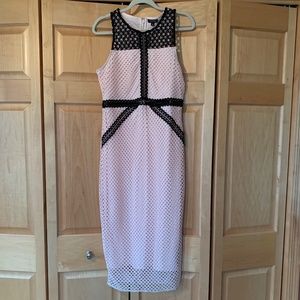 Pink and black woven bodycon dress
